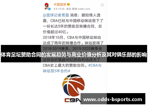 体育足坛赞助合同的发展趋势与商业价值分析及其对俱乐部的影响