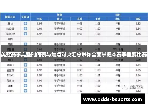 英冠赛事完整时间表与焦点对决汇总带你全面掌握本赛季重要比赛